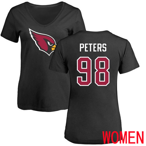 Arizona Cardinals Black Women Corey Peters Name And Number Logo NFL Football #98 T Shirt